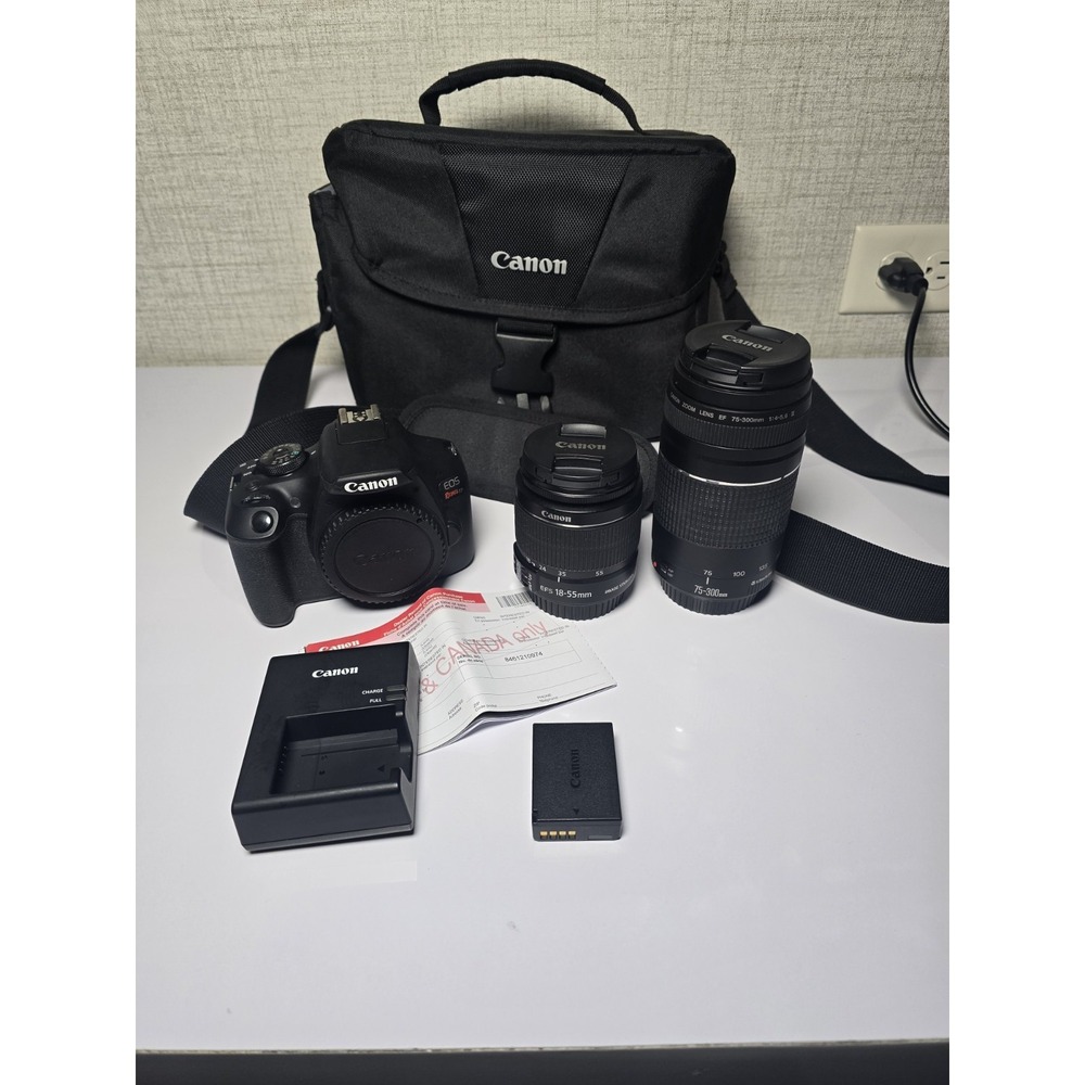 Canon EOS Rebel T7 24.1MP Digital Camera Kit , w/18-55mm ,75-300mm Lenses, & Bag